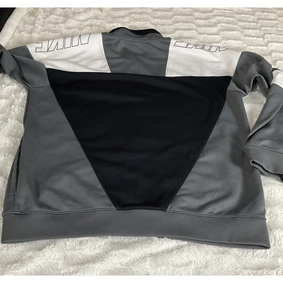 Nike Track Jacket Mens Sz M Gray/ Black/White Full Zip Retro Style Orange Swoosh - Picture 9 of 13